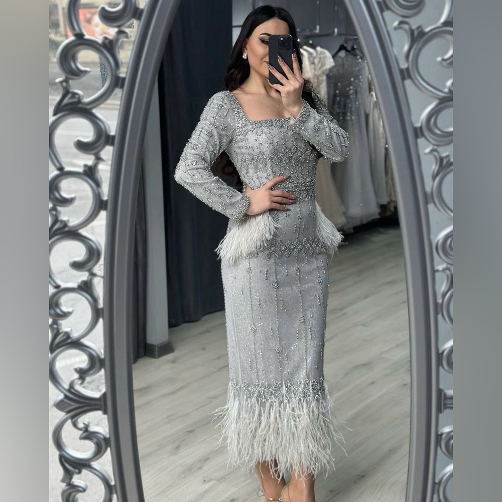 Modest Silver Party Dress